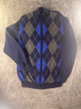 Club Room Men’s Pima Cotton Argyle Full Zip Sweater Size M